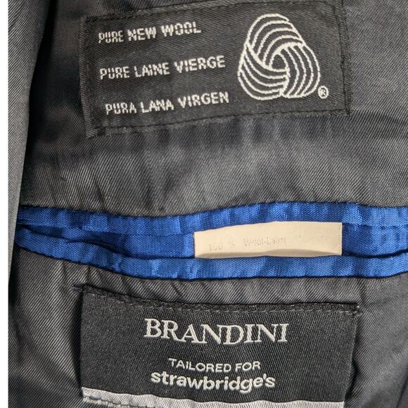 Brandini 42R Gray Pinstripe Blazer Made in Canada 100% Wool Union Made - Picture 4 of 7